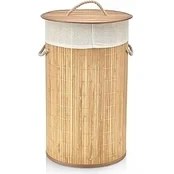 Resim El Yapımı Hasır Katlanır Çamaşır Sepeti Yuvarlak 55 Litre (35CM*35CM*61CM), Doğal Malzemede 