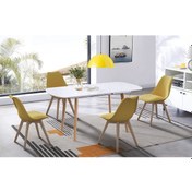 Resim Riolight Modern Sari Içi Beyaz Yemek Masasi Üzeri Tekli Metal Sar 