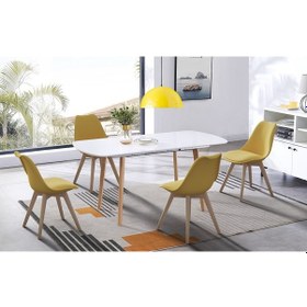 Resim Riolight Modern Sari Içi Beyaz Yemek Masasi Üzeri Tekli Metal Sar 