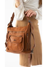 Resim 571 Collections Yıkanmış Deri Hem Sırt Hem Omuz Çantası Taba Model: 571-14-18d 