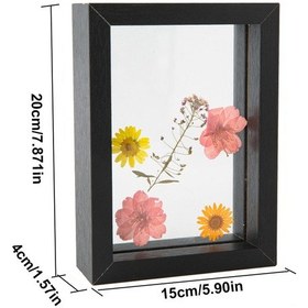 Resim Springsun "ahşap Çerçeveli Çift Taraflı Cam Fotoğraf Çerçevesi - Kurutulmuş Çiçekler İçin Dekoratif" 