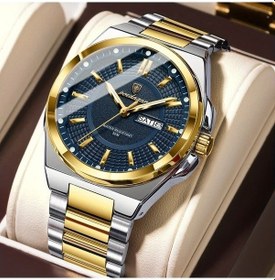 Resim Fastbuy Poedagar Erkek Lüks Kuartz Saati 896 Golden Blue Paslanmaz Çelik Kayış 3atm Su Geçirmez Altın Altın 