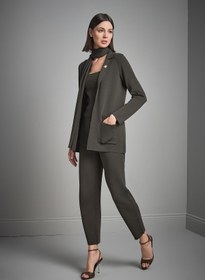 Resim Beli Kordonlu Yeşil Triko Pantolon - Yeşil / M 