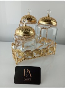 Resim Çay Kahve Şekerlik Kavanoz Sunumluk Söz Nişan Kız İsteme Çikolatalık Dekoratif Obje Biblo Süs Eşya Üçgen Altın 