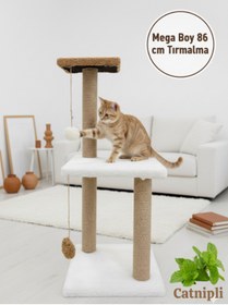 Resim Komano Pontika Peluş Dokulu Yumuşacık 3 Katlı Mega Boy Kedi Tırmalama Tahtası 86 cm Soft Sevilen Renkler 