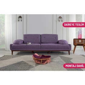 Resim Elsan Üçlü Koltuk Keten Mor 