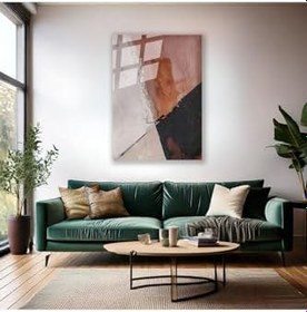 Resim Soyut Temalı Yağlı Boya Görünümlü Fırça Darbeleri Cam Modern Salon Tablosu Cam Duvar Tablosu 