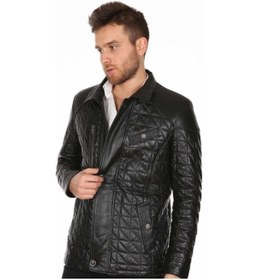 Resim Hakiki Kuzu Derisi Işlemeli Erkek Deri Ceket Siyah Karışık / Çok Renkli 