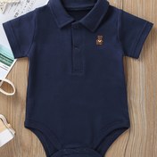 Resim Bebek Erkek Sevimli Ayı Nakışlı Kısa Kollu Tulum - Yumuşak Nefes Alabilen Esnek Bodysuit Göğüs Düğmeleri ve Snap Kapatma ile, Hafif Bahar Yaz Sonbahar Kıyafeti, Yeni Doğanlar, Bebek Erkek Kıyafetleri, Yeni Doğan Temel Ürünleri, Eğlenceli Bebek Giyimleri, Rahat Bebek Giyimleri, Açık Hava için 
