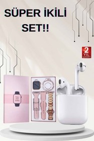 Resim FTA TİCARET 3 Kordonlu Dokunmatik Ekran Akıllı Saat ve 2.Nesil Kablosuz Bluetooth Kulaklık ANC/ENC 