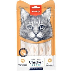 Resim Wanpy Tavuklu ve Yengeçli Yetişkin Kedi Kremalı Sıvı Ödül Maması 5X14 gr 