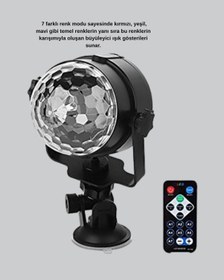 Resim Müzik Ritmine Duyarlı Renkli Disko Topu 7 Modlu Işıklı Parti La Renkli 