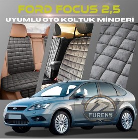 Resim Ford Focus 2.5 Antrasit Tay Tüyü Cepli & Terletmez Sırtlı Oto Koltuk Minder Seti - Koruma Kılıfı Ön & Arka Set 
