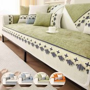 Resim 1 adet Modern Jakarlı Chenille Kanepe Kılıfı - Kaymaz, Mobilya Koruyucu, Dört Mevsim, Yatak Odası, Ofis, Oturma Odası Dekoru için, Şık Yıldız ve Yaprak Desenleri, Makinede Yıkanabilir, Kanepe Kılıfları için Oturma Odası 
