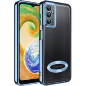 Resim Fibaks Samsung Galaxy A04s Kılıf Kamera Lens Korumalı Şeffaf Renkli Logo Gösteren Parlak Kapak 