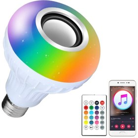 Resim RoseRoi Gece Lambası Kumandalı Çok Fonksiyonlu Bluetoothlu Hoparlörlü Akıllı Ampul Lamba 