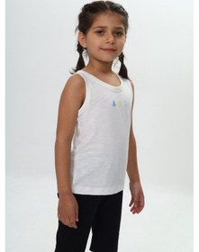 Resim Toontoy Unisex Çocuk Baskılı Bisiklet Yaka Basic Atlet Ekru 