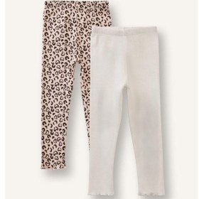 Resim Defacto Leopar Desenli Fitilli Kaşkorse 2li Tayt Kız Bebek H3004a526sper105 Ekru-er105 
