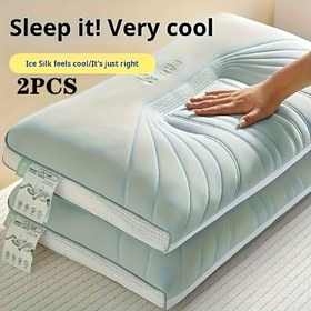 Resim 2 Adet 3D Nefes Alabilen Soğutucu Boyun Yastığı, Yan Yatanlar İçin Yumuşak ve Rahat Destek Minderi, Makinede Yıkanabilir, Tüm Mevsimler İçin Uygun, Ev, Yurt, Otel için İdeal - Mükemmel Tatil Hediyesi 