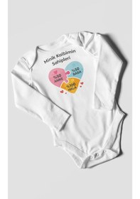 Resim Morivokids Aileye Özel Uzun Kollu Bebek Body %100 Pamuk Beyaz 