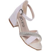 Resim Kiko Kids Tanda Kum Simli Kız Çocuk 4 Cm Topuklu Sandalet Abiye Ayakkabı Sedef Sedef 