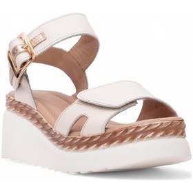 Resim Venüs 2512303 Deri Dolgu Topuk Kadın Sandalet Bej 