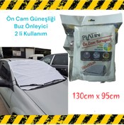 Resim Redno Oto Ön Cam Güneşlik Ve Buz Önleyici 2 li Kullanım 130cm x 95cm Yıkanabilir Örtü 