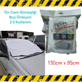 Resim Redno Oto Ön Cam Güneşlik Ve Buz Önleyici 2 li Kullanım 130cm x 95cm Yıkanabilir Örtü 