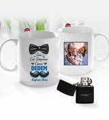 Resim Bk Gift Kişiye Özel Canım Dedem Tasarımlı Fotoğraflı Kupa Bardak Ve Benzinli Çakmak Seti-2 