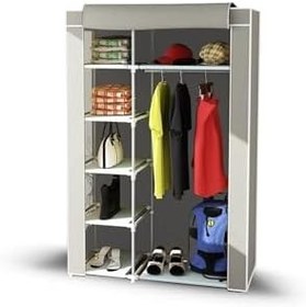 Resim Dzgn Home Tek Yandan Raflı Metal Bez Dolap Gardrop-Gri 