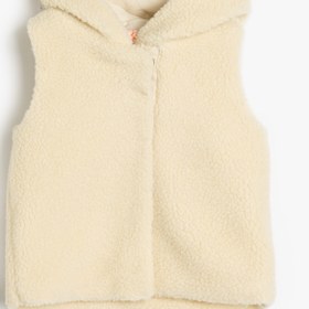 Resim Kız Bebek Kapşonlu Peluş Yelek Kolsuz 