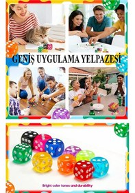 Resim Okey Zarı 10 Adet Renkli Oyun Zarı Plastik Akrilik 16 Mm Şeffaf Zar Masa Oyunları Zarı Eğlence 
