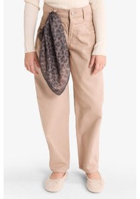 Resim Defacto Kız Çocuk Baggy Fit Leopar Fular Detaylı Gabardin Pantolon G3696a825wnbn45 Kahve 