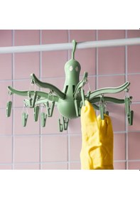 Resim Pressa Yeşil 16 Mandallı Çamaşır Kurutma Askılığı Askılı Kurutucu Yeşil 