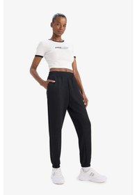 Resim DeFacto Fit Slim Fit Dar Kesim Bisiklet Yaka Baskılı Sporcu Ribana Kısa Kollu Kadın Tişört - Ekru E4796AX25SPER136 