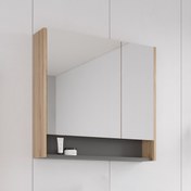 Resim Bonitobagno Alberi Legnano Aynalı 80 cm Banyo Dolabı Üst Modül Ceviz 