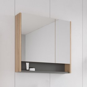 Resim Bonitobagno Alberi Legnano Aynalı 80 cm Banyo Dolabı Üst Modül Ceviz 