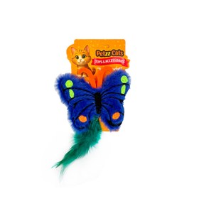 Resim PetzzCats Kelebek Matatabi ve Çıngırak Sesli Peluş Kedi Oyuncağı Mavi 12x15 Cm 