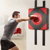 Resim Sessiz Duvara Monte Çarpışma Çantası - Ev ve Spor Salonu Eğitimi için Evrensel Sahte Deri ve Oxford Kumaş Boks Hedefi - Kırmızı ve Siyah Tasarım ile İç Mekan Boks Ped, Eğitim Çarpışma Çantası 