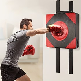 Resim Sessiz Duvara Monte Çarpışma Çantası - Ev ve Spor Salonu Eğitimi için Evrensel Sahte Deri ve Oxford Kumaş Boks Hedefi - Kırmızı ve Siyah Tasarım ile İç Mekan Boks Ped, Eğitim Çarpışma Çantası 