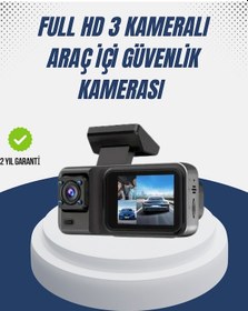 Resim 1080p Üç Kameralı Araç Kamerası Wi-fi Destekli Park Modu Ve G-sensörlü 