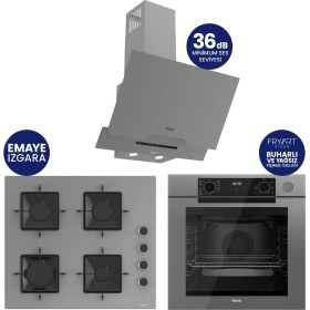 Resim Ferre Steamart-Fryart-Silentart Serisi Gri Set ( QEP64CPR+SS208+D065-SA ) Emaye Izgara 