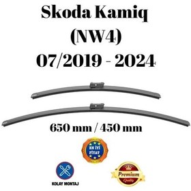Resim Skoda Kamiq Nw4 2019 2020 2021 2022 2023 2024 Uyumlu Ön Cam Muz Tipi Silecek Süpürgesi Seti 650/450mm Silbak 