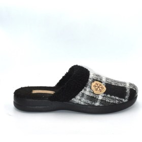 Resim Shoemix Erkek Siyah Kare Desenli Kışlık Keçe Ev Terliği 