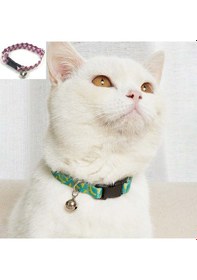 Resim Pembe-beyaz Renkli, Zilli Ayarlanabilir Kedi Tasması, Kedi Aksesuarı Boyun Tasması 1 Adet 