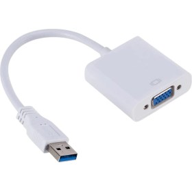 Resim Microcase USB 3.0 To VGA Adaptör - 20 cm Beyaz (Usb 3.0 ve USB 2.0 Destekler) - AL2619 