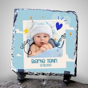 Resim Erkek Bebeklere Hediye Fotoğraflı Taş 