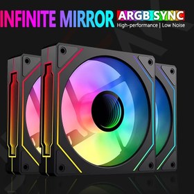 Resim PC Soğutma Fanı ARGB Ayna Döngü Işık Etkisi 800-2000RPM PWM Su Soğutma 120mm Soğutucu Fan 
