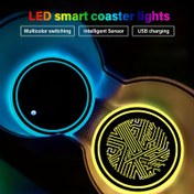 Resim Araba Bardak Tutucuları için 7 Renkli LED Akıllı Altlık Işıkları - USB Şarj Edilebilir, Akrilik Malzeme, Akıllı Sensör, Çok Renkli Değiştirme, Ev, Bar ve Araç İçi Dekoratif Atmosfer Işığı, Araba İç Aydınlatmaları 