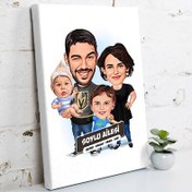 Resim 2 Çocuklu Mükemmel Aile Karikatürlü Kanvas Tablo 
